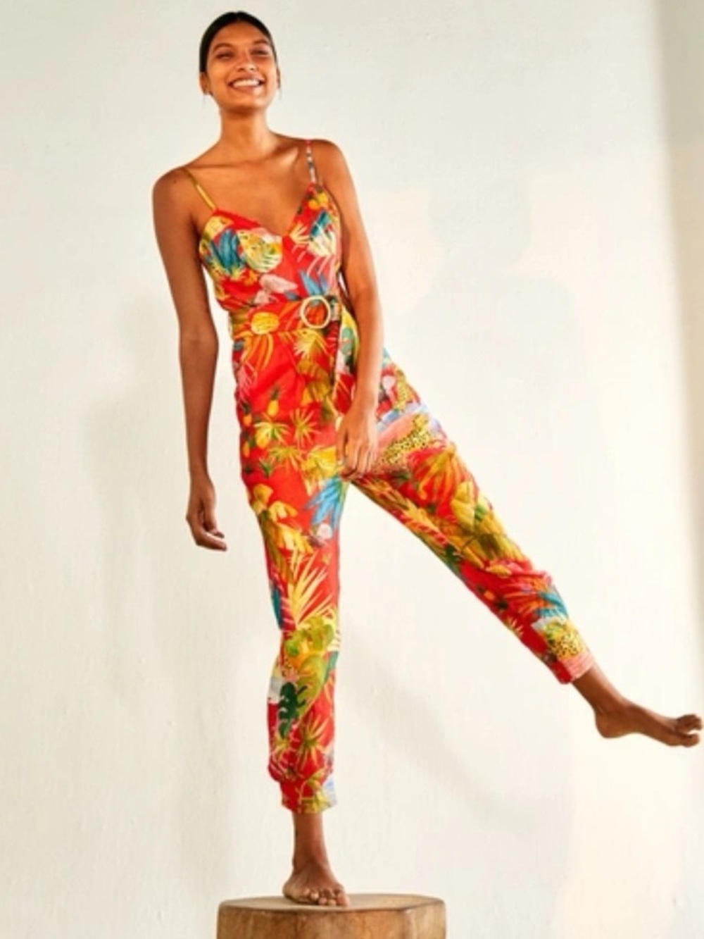 Farm Rio Printed V-Neck Jumpsuit